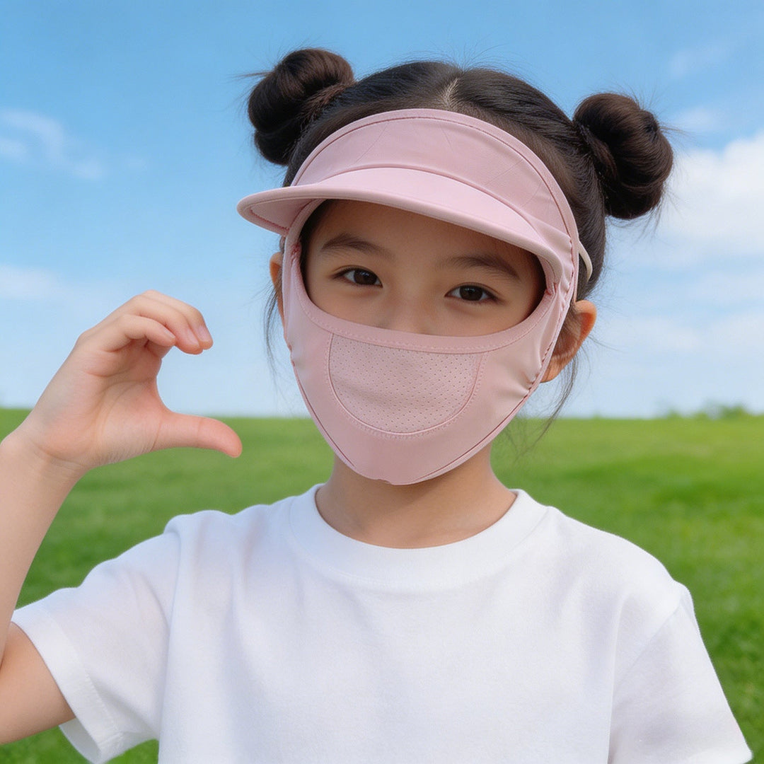 Unisex nan Kinder-Sonnenvisier mit integrierter atmungsaktiver Gesichtsmaske, verstellbarem Nackengurt und perforierter Kinnpartie  Shopnory