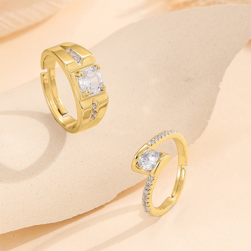 Damen Elegantes Set aus zwei Ringen mit funkelnden Zirkoniasteinen Shop Nory
