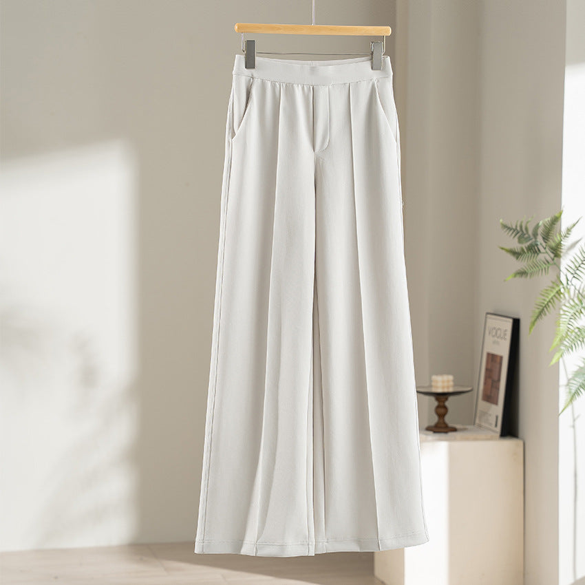 Damen Weite Palazzo-Hose aus Ponte-Jersey mit elastischem Komfortbund und Bügelfalte Shop Nory