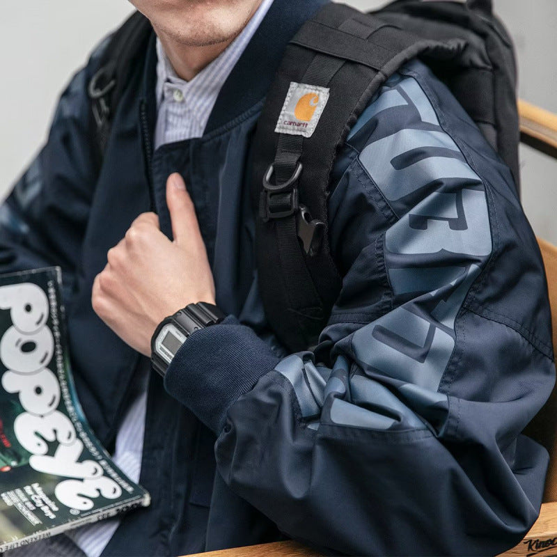 Unisex Leichte Oversize-Bomberjacke aus Nylon mit reflektierenden Ärmeln und Rippbündchen Shop Nory