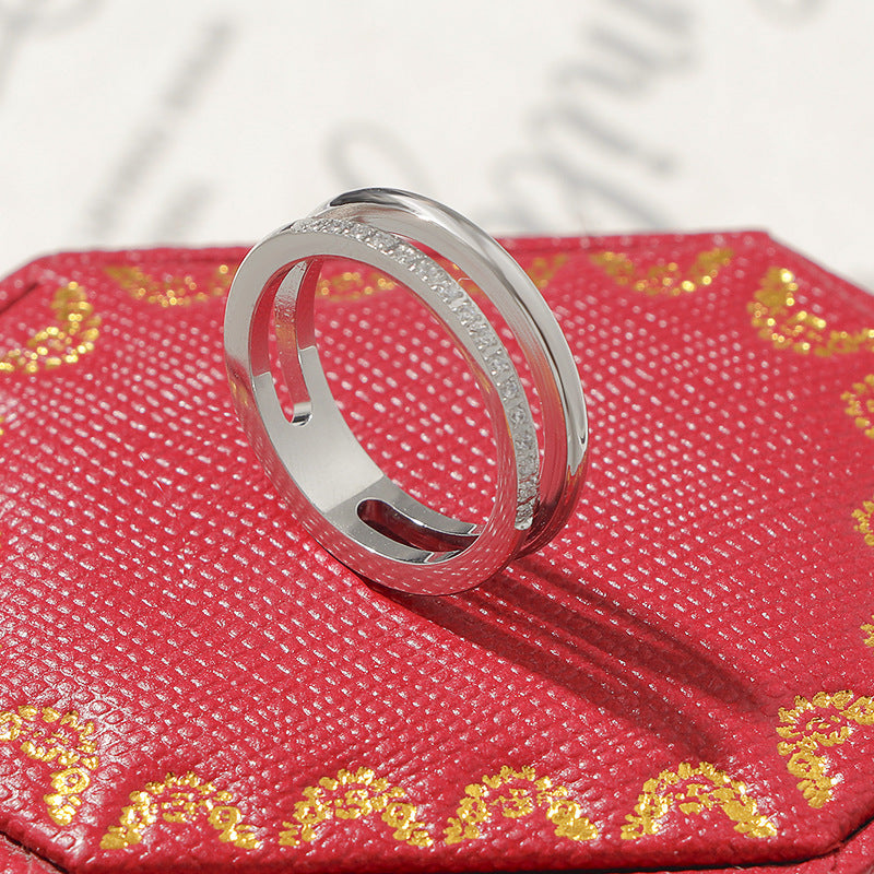 Damen eleganter und funkelnder Ring mit doppeltem Design Shop Nory