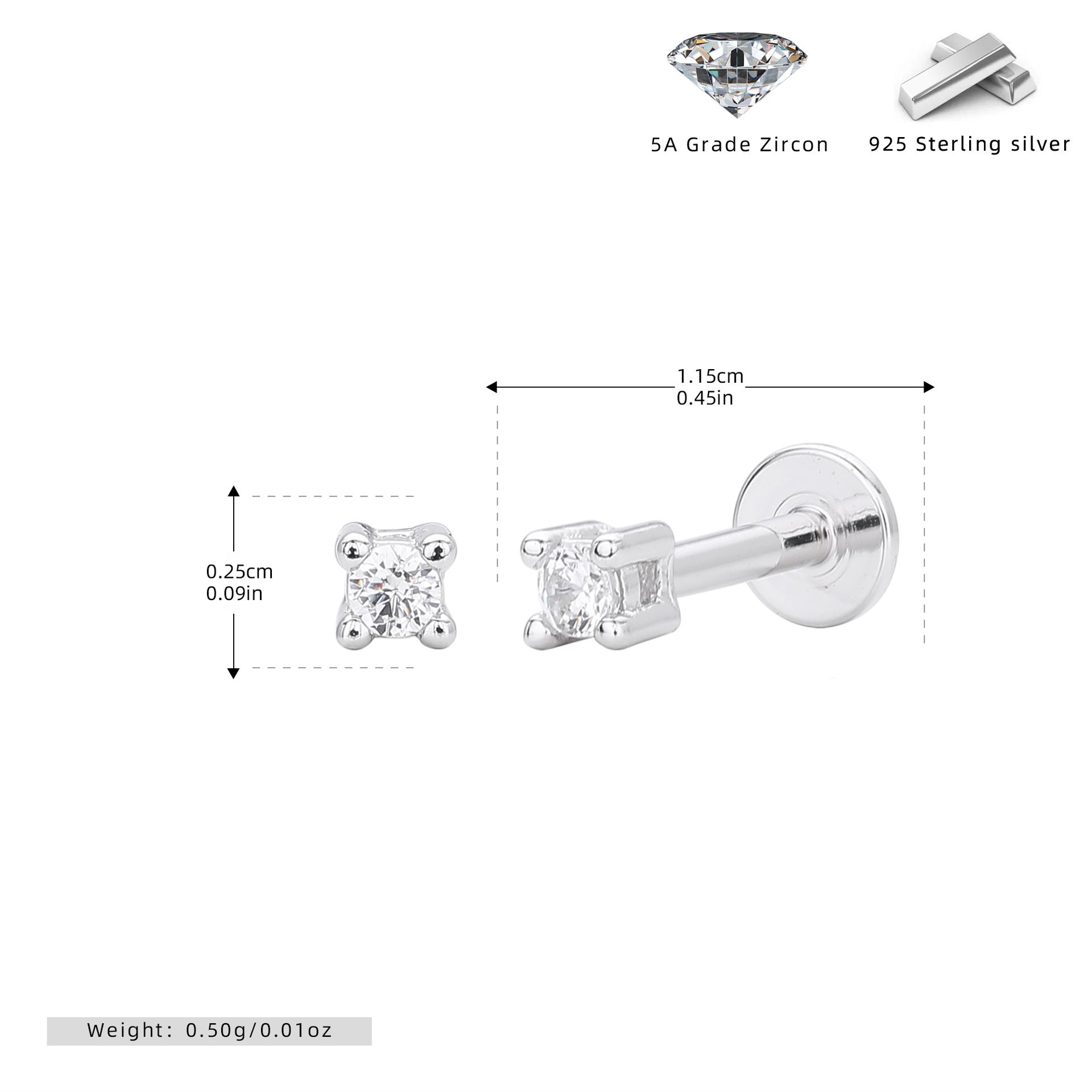 Damen Ohrstecker mit hochwertigem Zirkonbesatz aus 925 Sterling Silber Shop Nory