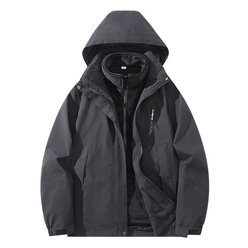 Herren Wasserabweisende zweilagige Trekkingjacke mit abnehmbarer Fleece-Innenjacke und Kapuze Shop Nory