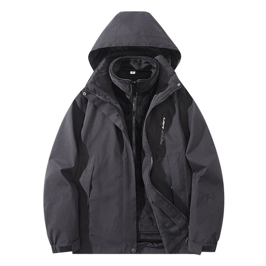Herren Wasserabweisende zweilagige Trekkingjacke mit abnehmbarer Fleece-Innenjacke und Kapuze Shop Nory