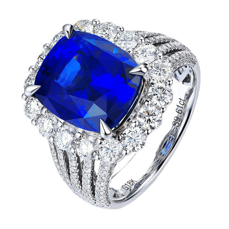 Damenring mit exquisitem, tiefblauem Edelstein und funkelndem Zirkonia-Besatz Shop Nory