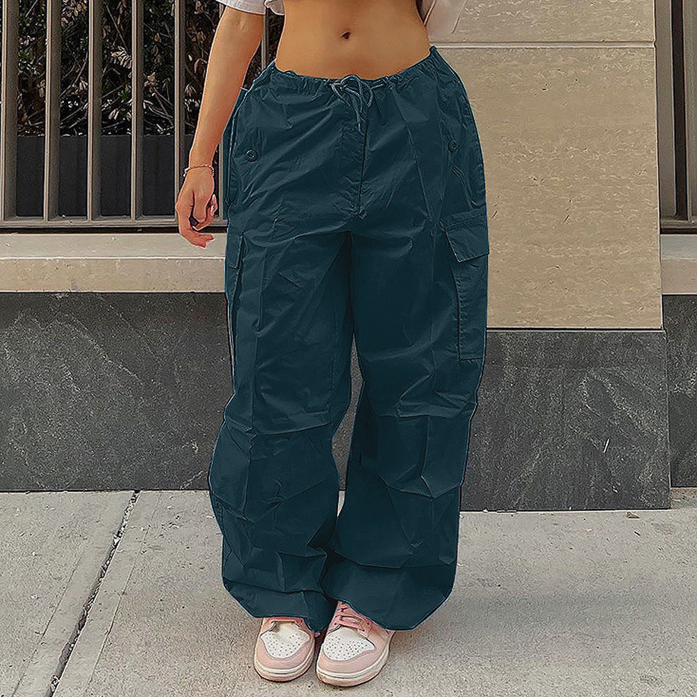 Damen Cargo-Hose mit elastischem Bund und seitlichen Taschen