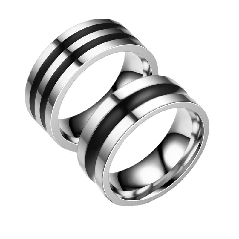 Herren Ring mit modernem Streifenmuster aus hochwertigem Edelstahl Shop Nory