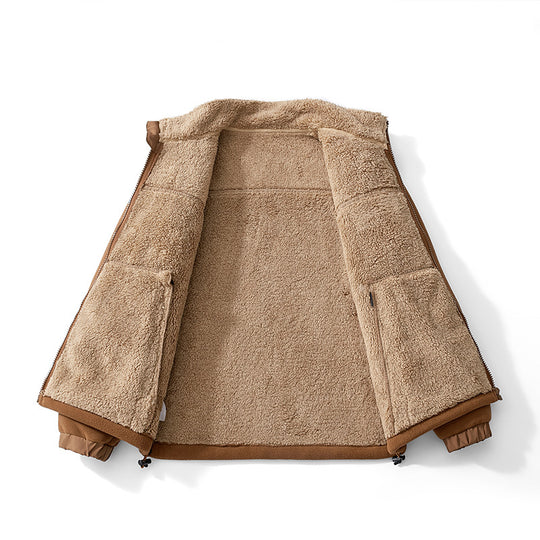 Herren Teddygefütterte Fleecejacke mit Stehkragen, Reißverschluss und Thermo-Innenfutter Shop Nory