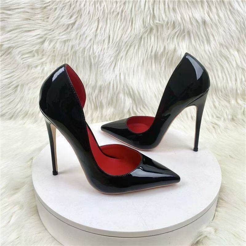 Damen spitze Stiletto Pumps mit glänzender Oberfläche