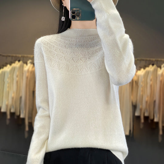 Damen Kuscheliger Mohair‑Optik Pullover mit Zierstruktur am Oberteil und Stehkragen Shop Nory