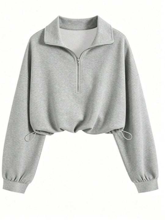 Damen Kurz geschnittenes Halbzip-Sweatshirt im Oversize-Schnitt mit Tunnelzug Shop Nory