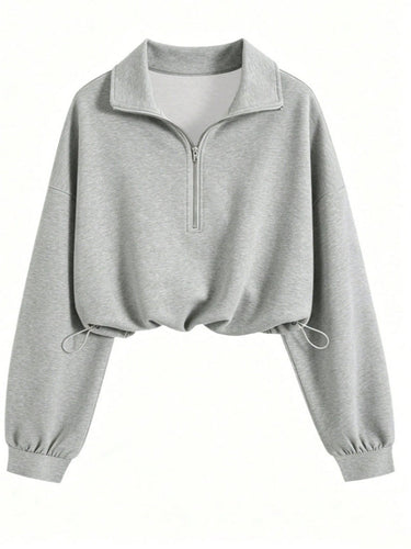 Damen Kurz geschnittenes Halbzip-Sweatshirt im Oversize-Schnitt mit Tunnelzug Shop Nory
