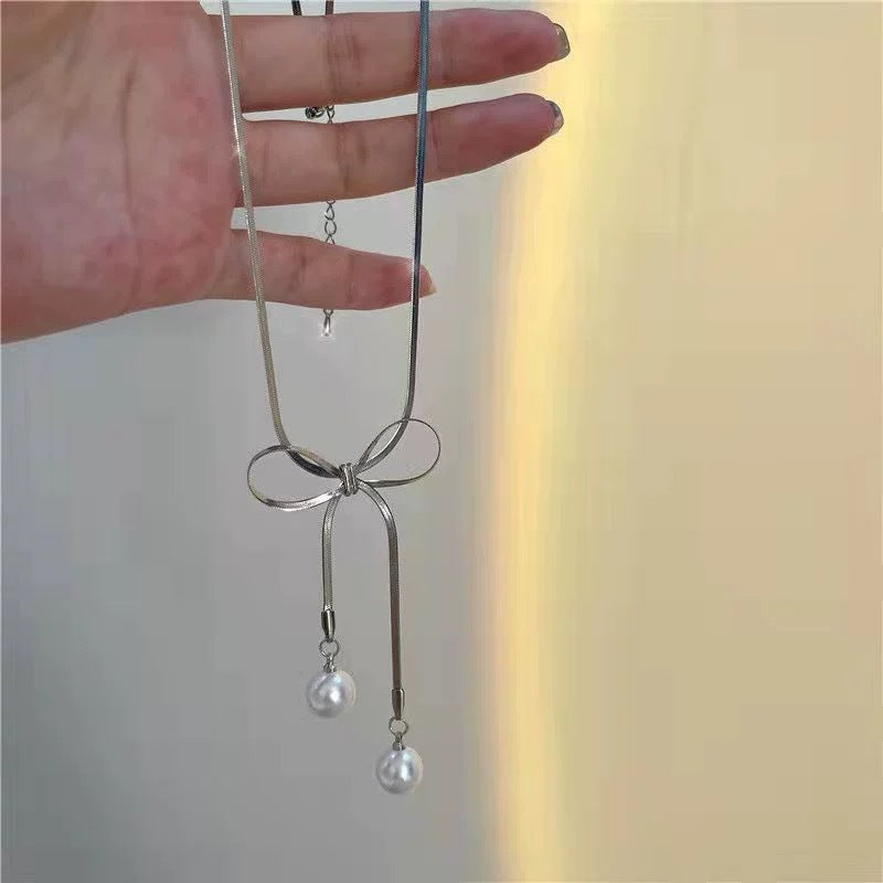 Damen modische Halskette mit schimmernden Perlenanhängern Shop Nory