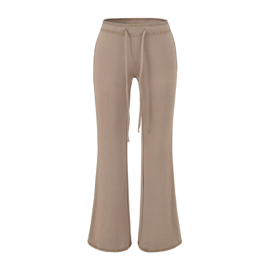 Damen Fließende Jersey-Hose mit hohem Bund, Kordelzug und ausgestelltem Bein Shop Nory