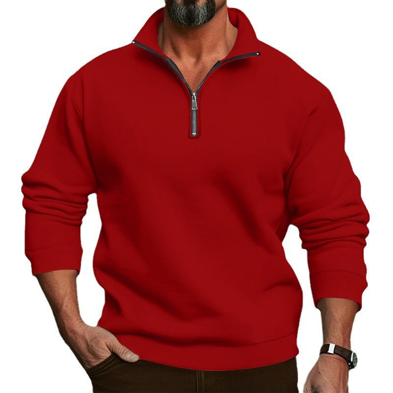 Herren Sweatshirt mit halblangem Reißverschluss und weichem Innenfutter