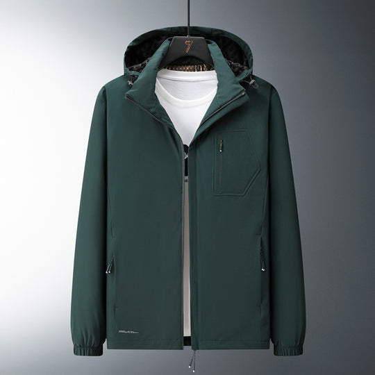 Herren Urban-minimalistische Softshell-Kapuzenjacke mit verdeckten Reißverschlüssen und elastischem Saum Shop Nory