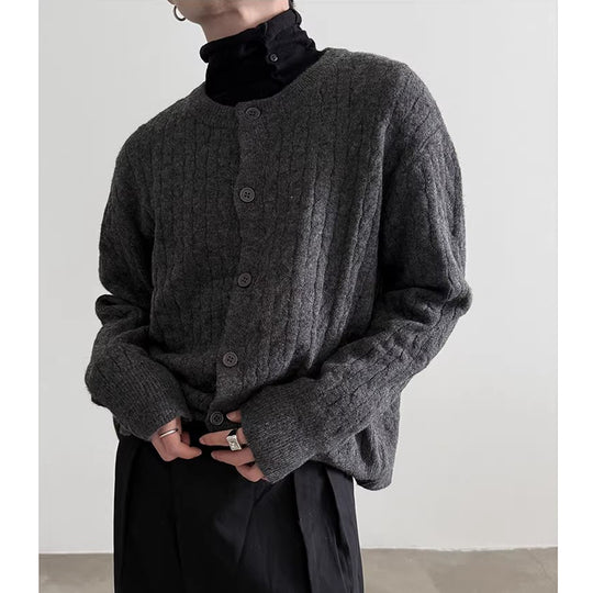Herren Gemütlicher Strickjacke mit Knopfleiste Shop Nory