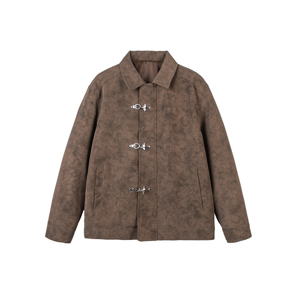 Unisex Kurz geschnittener Blouson in Wildlederoptik mit markanten Knebelverschlüssen Shop Nory
