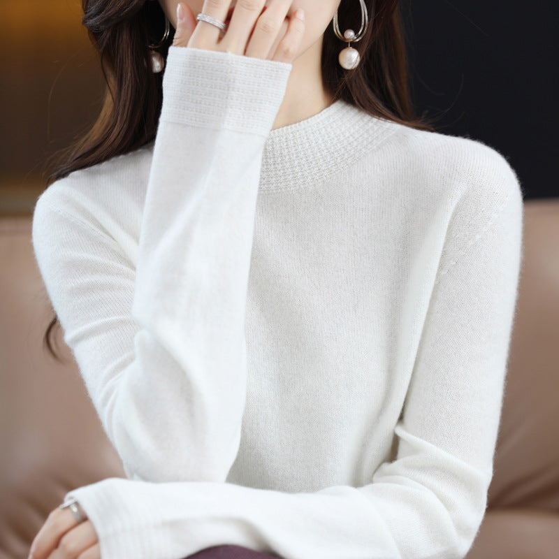 Damen Leichter Feinstrick-Mockneckpullover mit strukturierter Kragenblende Shop Nory