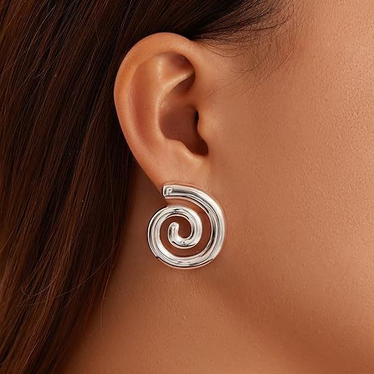 Damen Ohrstecker in zeitgenössischem Spiral-Design Shop Nory