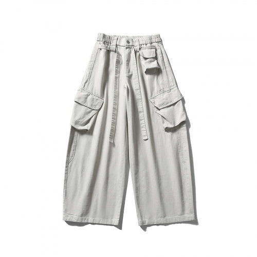 Unisex Weite Cargo-Cropped-Hose mit hohem elastischem Bund, Mehrfachtaschen und Kordelzug Shop Nory