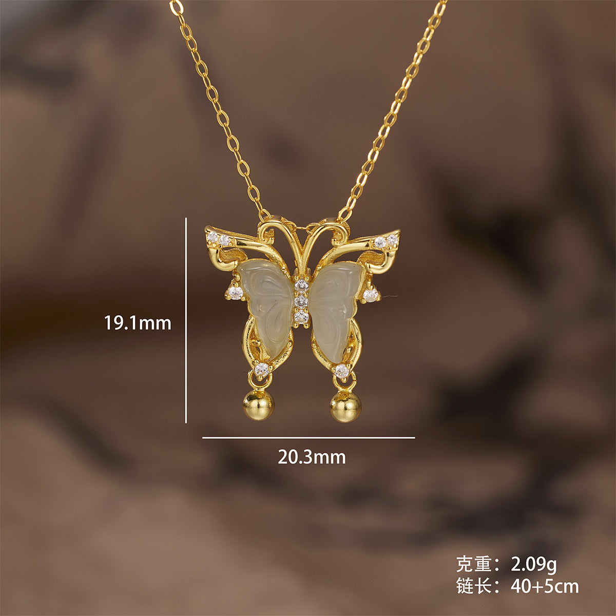 Damen Halskette mit kunstvollem Schmetterlingsanhänger und strahlenden Zirkonia Shop Nory