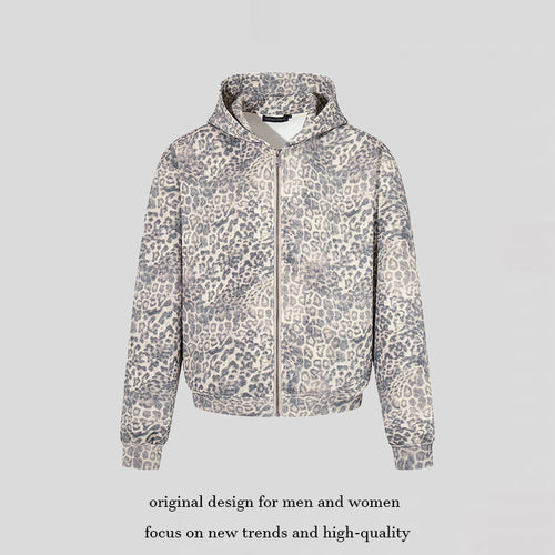 Damen Zip-Hoodie im soften Velours mit allover-Leo-Jacquard Shop Nory