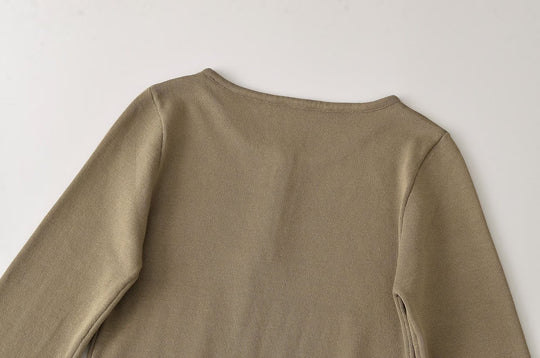 Damen Feinstrick-Longsleeve mit Henley-Knopfleiste und ausgestellten Trompetenärmeln Shop Nory