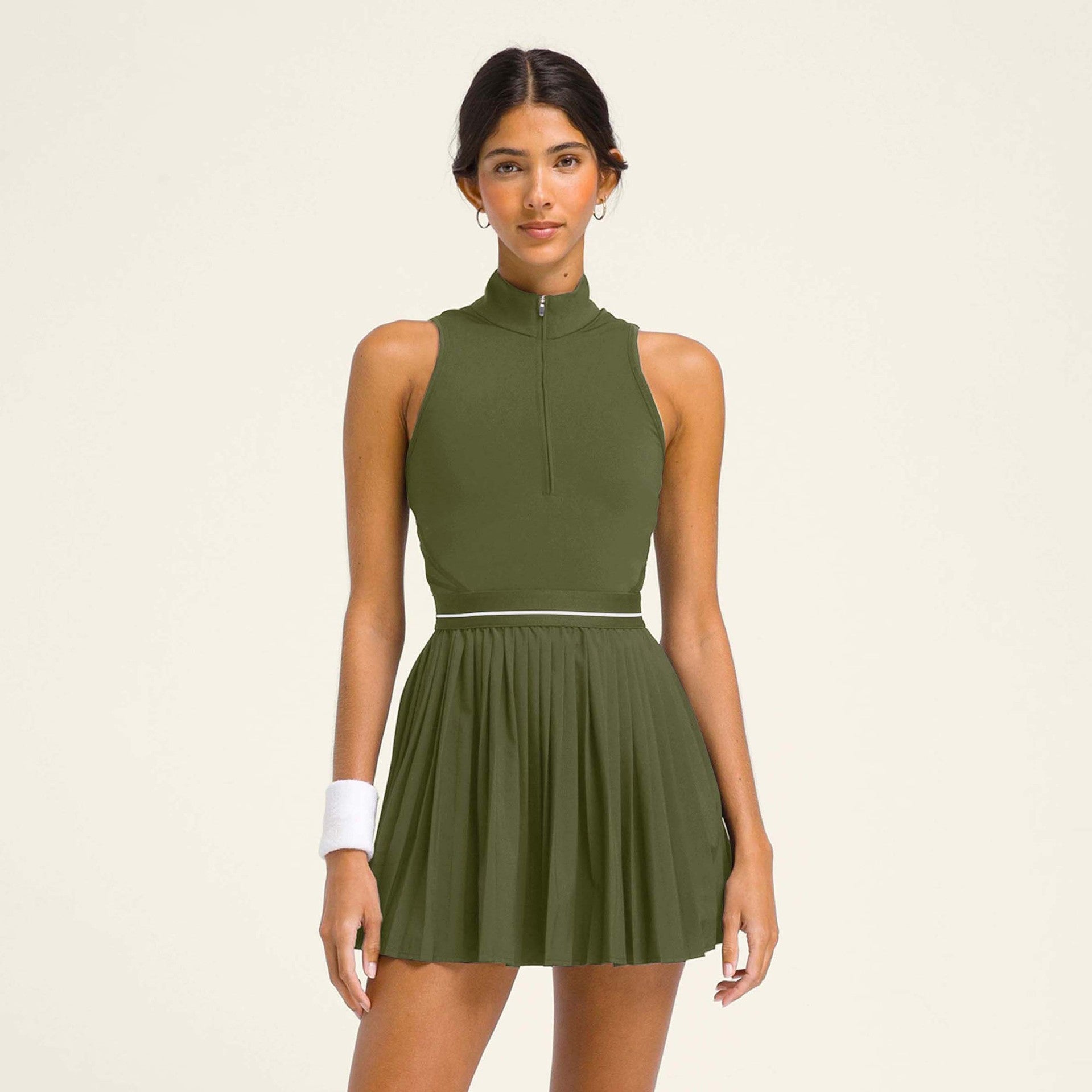 Damen Sportliches Kleid mit hochgeschlossenem Kragen und Reißverschluss Shopnory