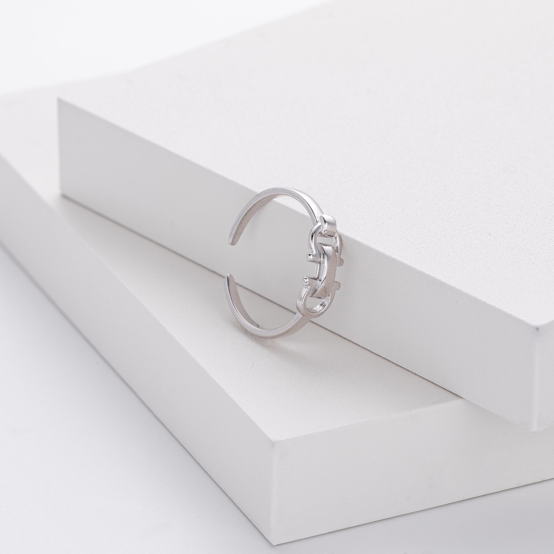 Damen offener Ring aus hochwertigem 925 Sterling Silber mit filigranem Ketten-Design Shop Nory