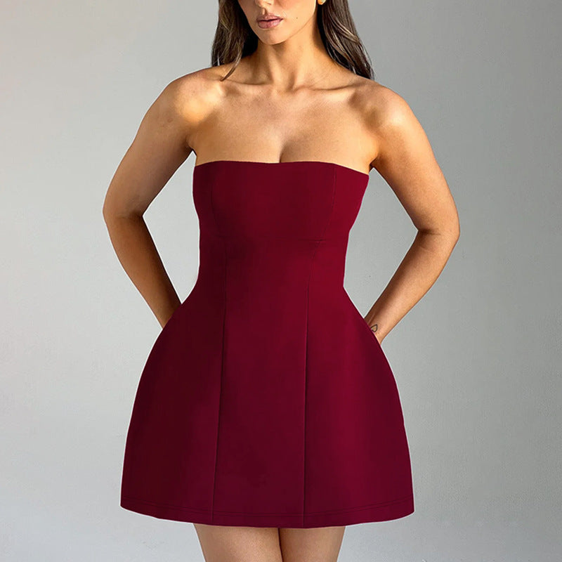 Damen Minikleid mit strukturierter Corsage und tiefem Ausschnitt