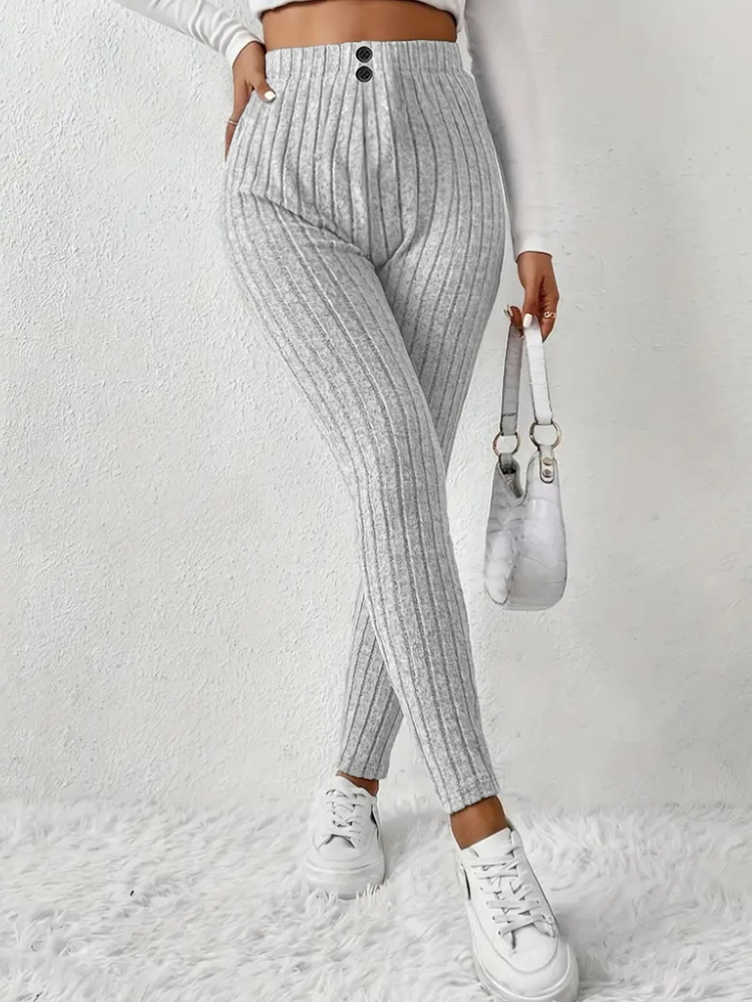 Damen Hochgeschnittene Rippstrick-Leggings mit elastischem Taillenbund Shop Nory