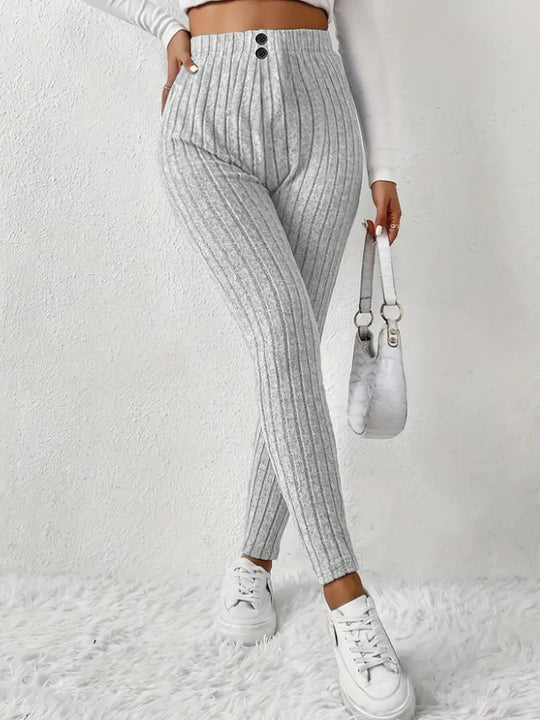 Damen Hochgeschnittene Rippstrick-Leggings mit elastischem Taillenbund Shop Nory