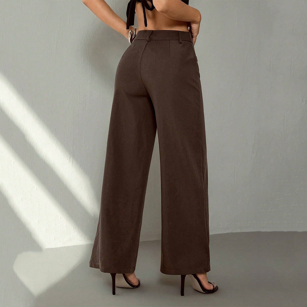 Damen Hochtaillierte Palazzo-Stoffhose mit Bügelfalte und Gürtelschlaufen Shop Nory