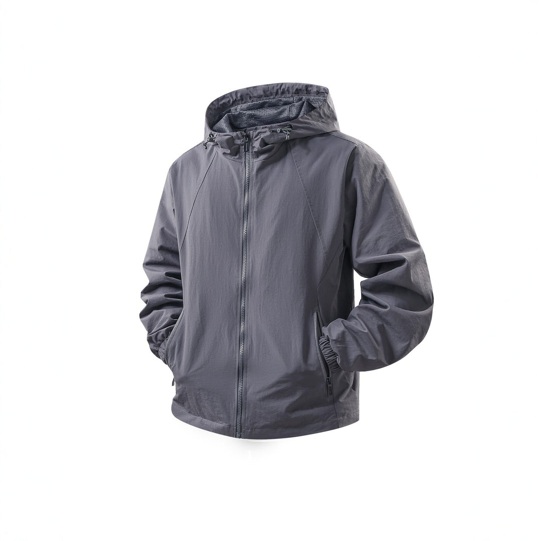 Herren Leichte atmungsaktive Kapuzen-Windjacke mit Mesh-Innenfutter und Reißverschlusstaschen Shop Nory