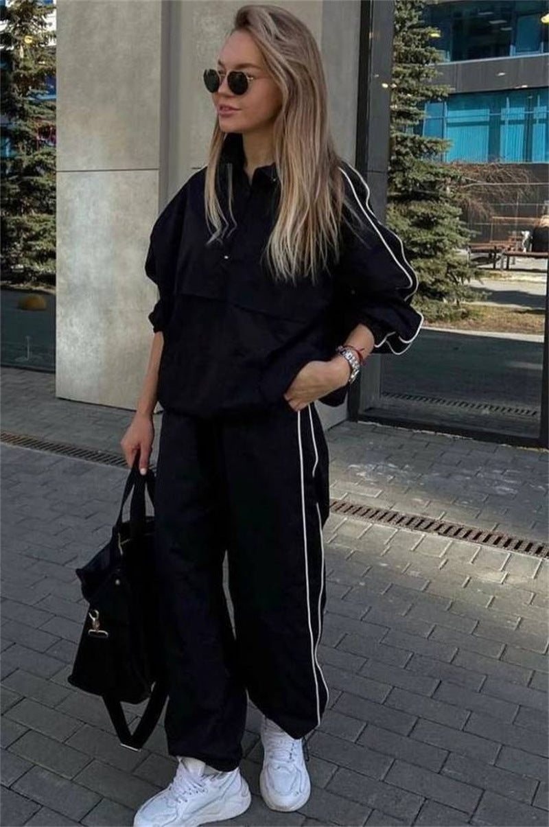 Damen Oversized Windjacke Halbzip-Anorak mit Kängurutasche und Paspelierung Shop Nory