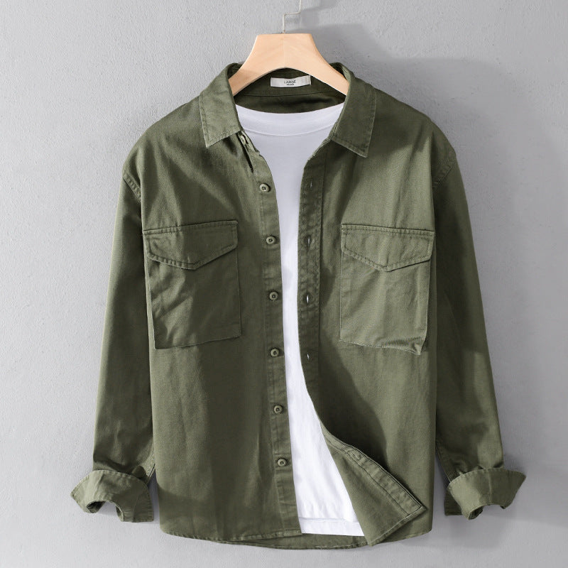 Herren Robustem Baumwoll-Twill Overshirt mit aufgesetzten Brusttaschen und Relaxed-Fit Shop Nory
