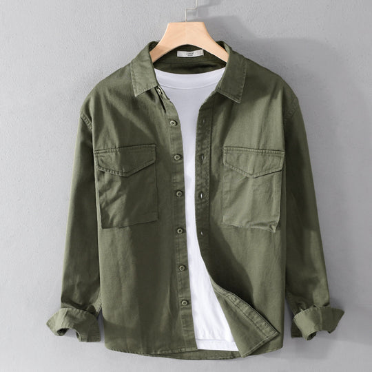 Herren Robustem Baumwoll-Twill Overshirt mit aufgesetzten Brusttaschen und Relaxed-Fit Shop Nory