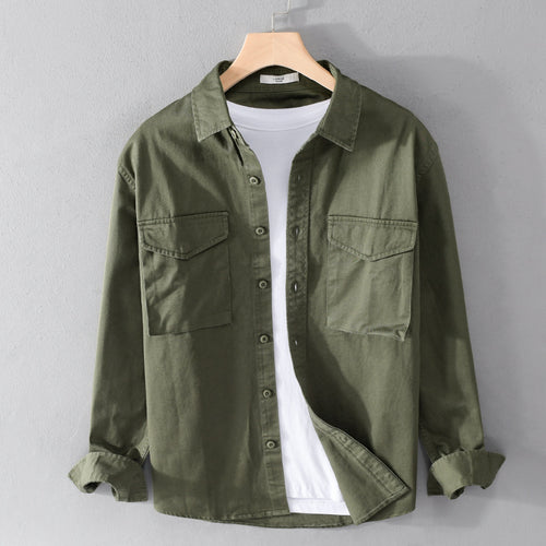 Herren Robustem Baumwoll-Twill Overshirt mit aufgesetzten Brusttaschen und Relaxed-Fit Shop Nory