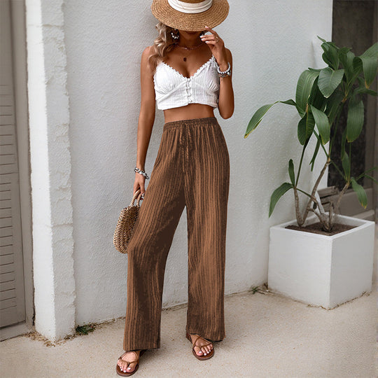 Damen Weite Sommerhose aus leichtem Crinkle‑Stoff mit elastischem Bund und Tunnelzug Shop Nory
