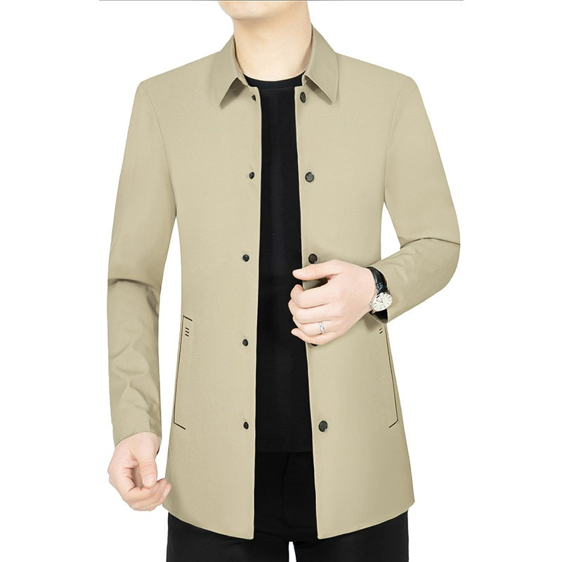 Herren Leichter ungefütterter City-Mantel im Hemdjackenstil mit minimalistischer Knopfleiste Shop Nory