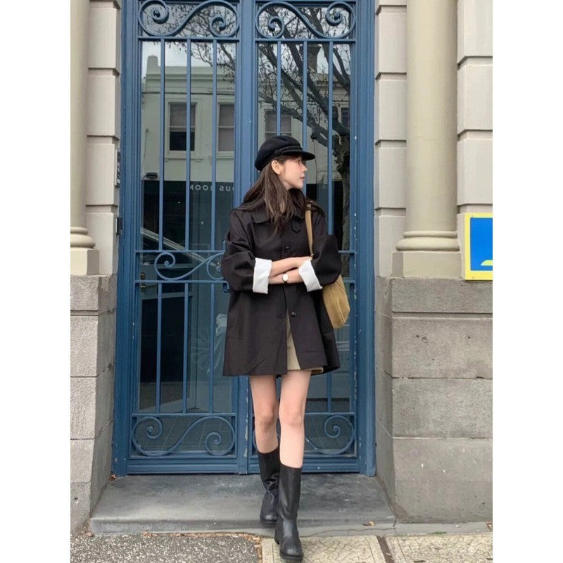 Damen Kurze Oversize-Trenchjacke aus Baumwollmischung mit Hemdkragen Shop Nory