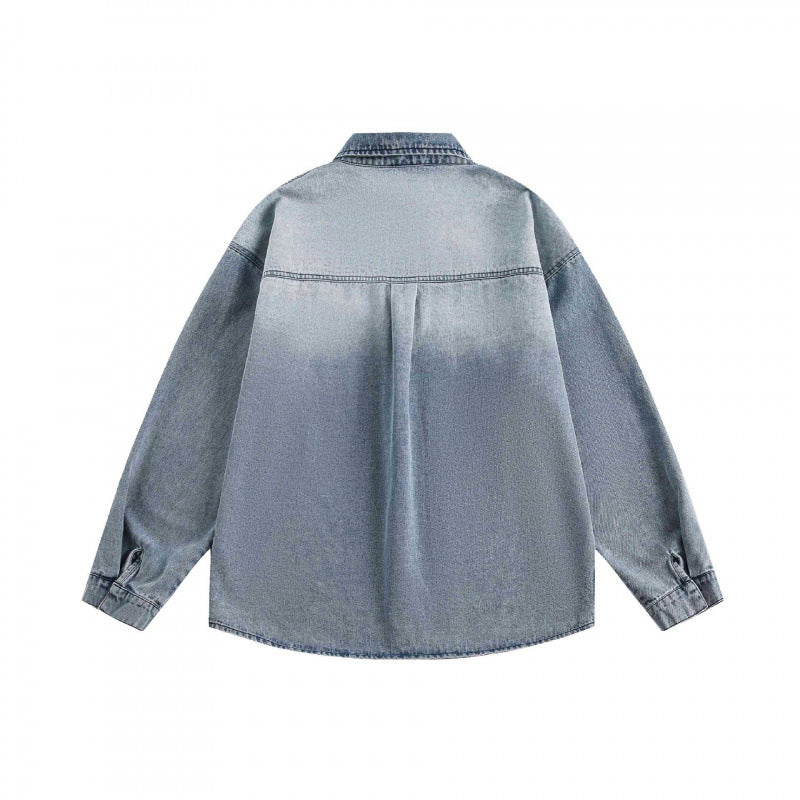 Unisex Oversize-Denimhemd mit verwaschener Optik und Brusttasche Shop Nory