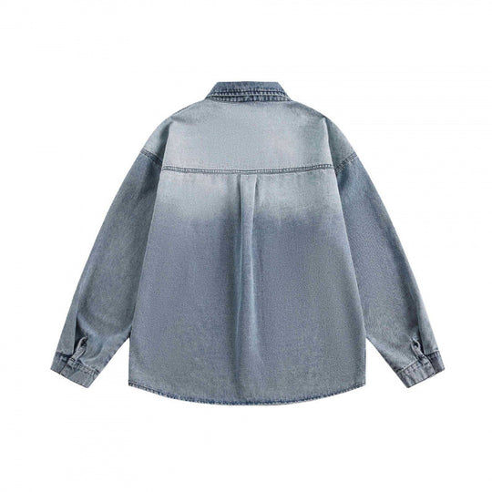 Unisex Oversize-Denimhemd mit verwaschener Optik und Brusttasche Shop Nory