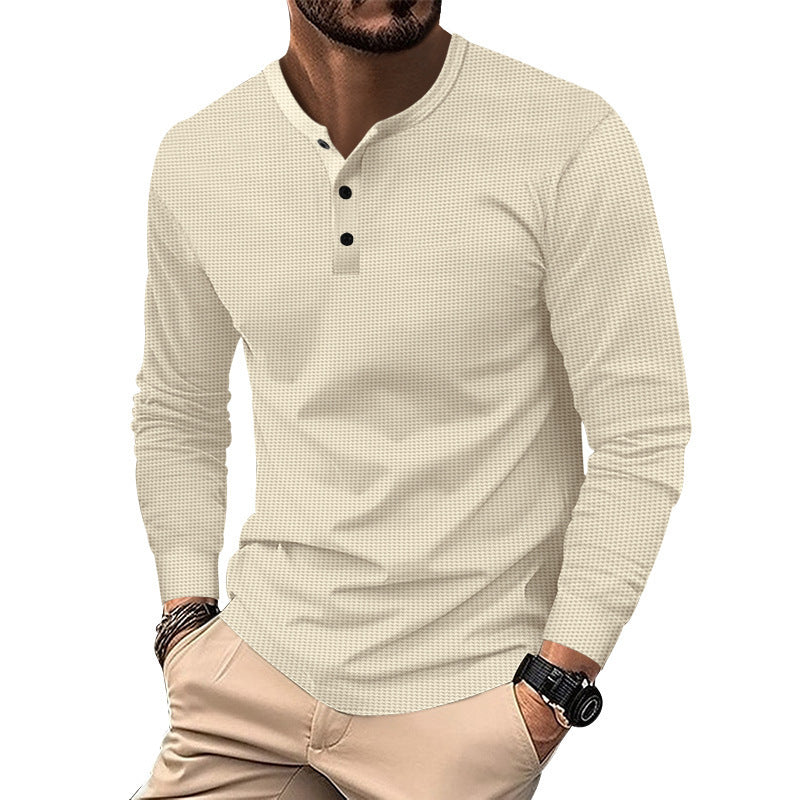 Herren Langarm-Henley-Shirt aus atmungsaktivem Strukturstoff