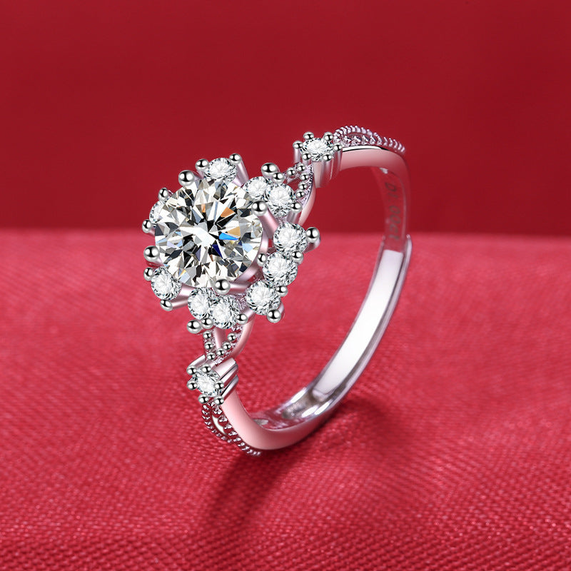 Damen eleganter Schmuckring mit floraler Zirkonia-Verzierung Shop Nory