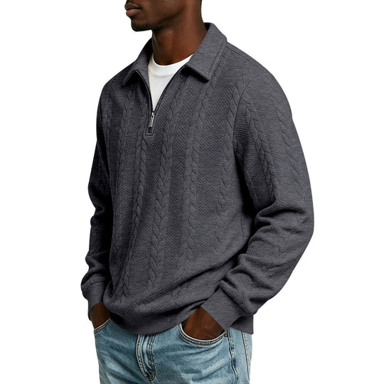 Herren Troyer-Strickpullover mit halbem Reißverschluss und Zopfmuster Shop Nory