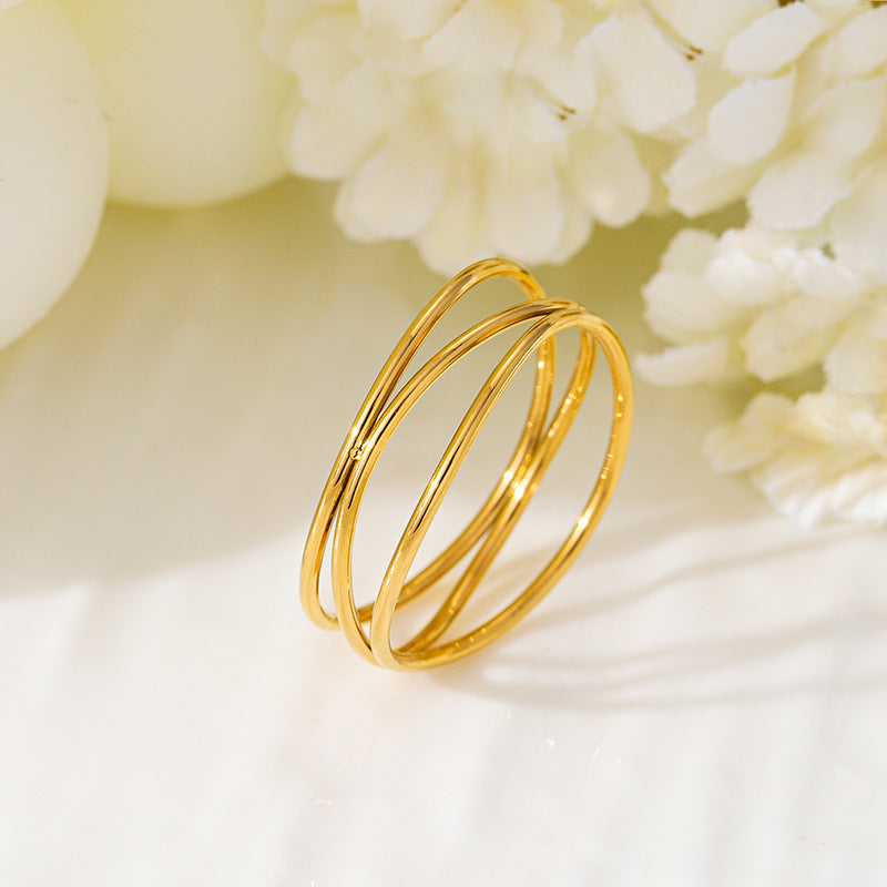 Damen eleganter Ring mit modernem, dreifachem Design Shop Nory
