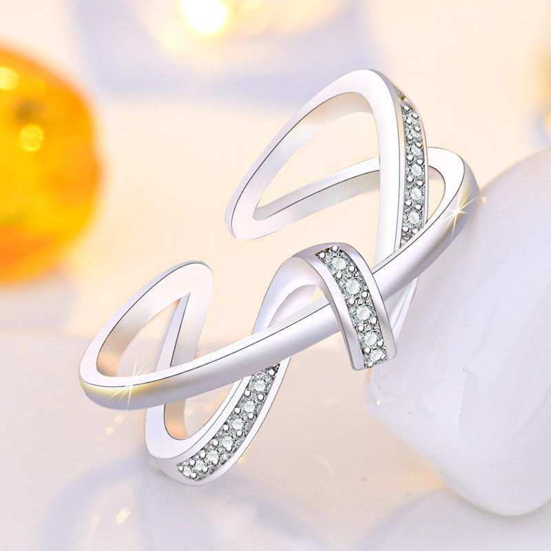 Damen Offener Ring mit kunstvollem Zirkonia-Besatz Shop Nory