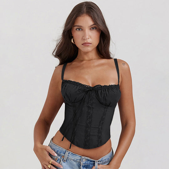 Damen Bustier-Oberteil mit eleganten Rüschen und verstellbaren Trägern